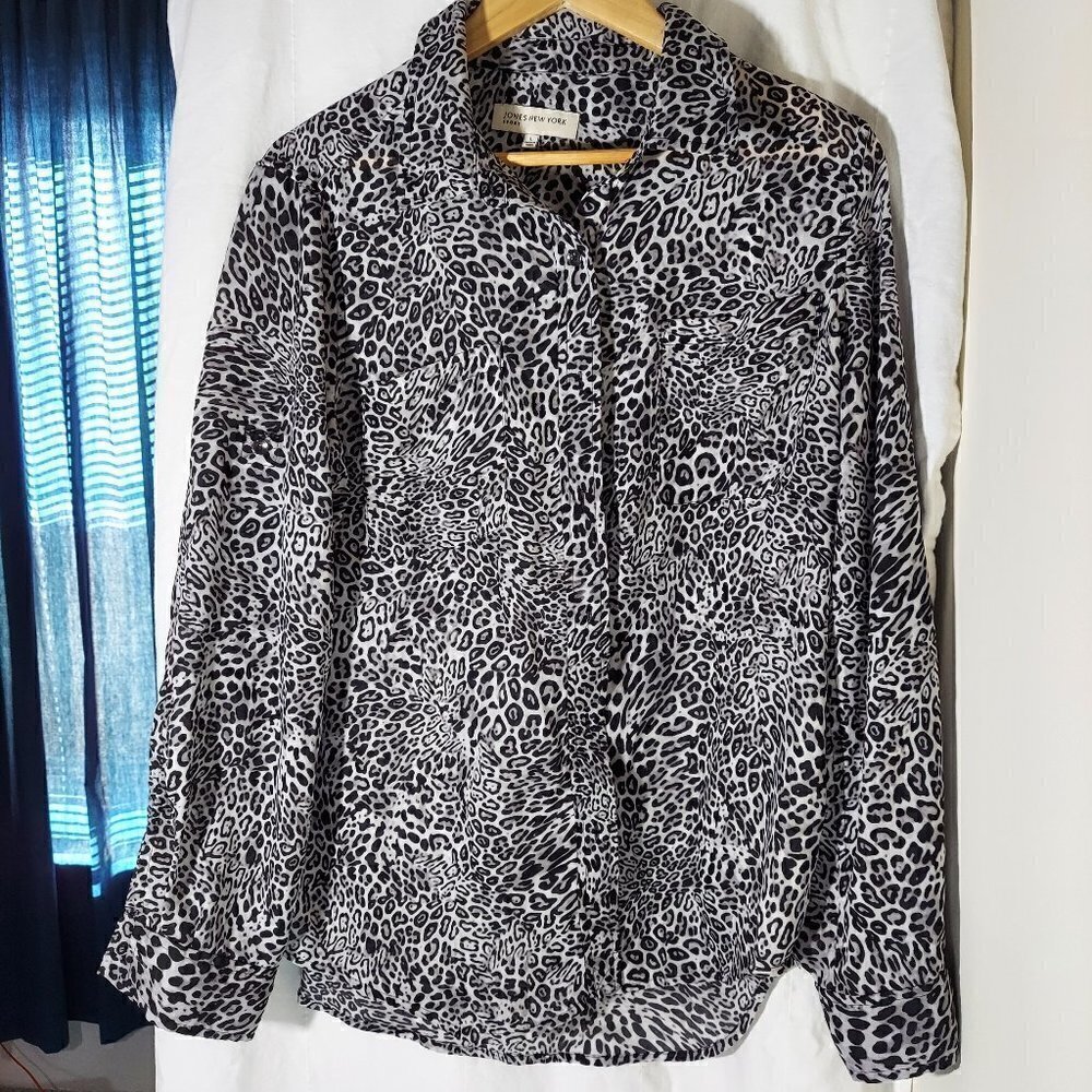 JONES New York Animal Print Women's Blouse, Size L